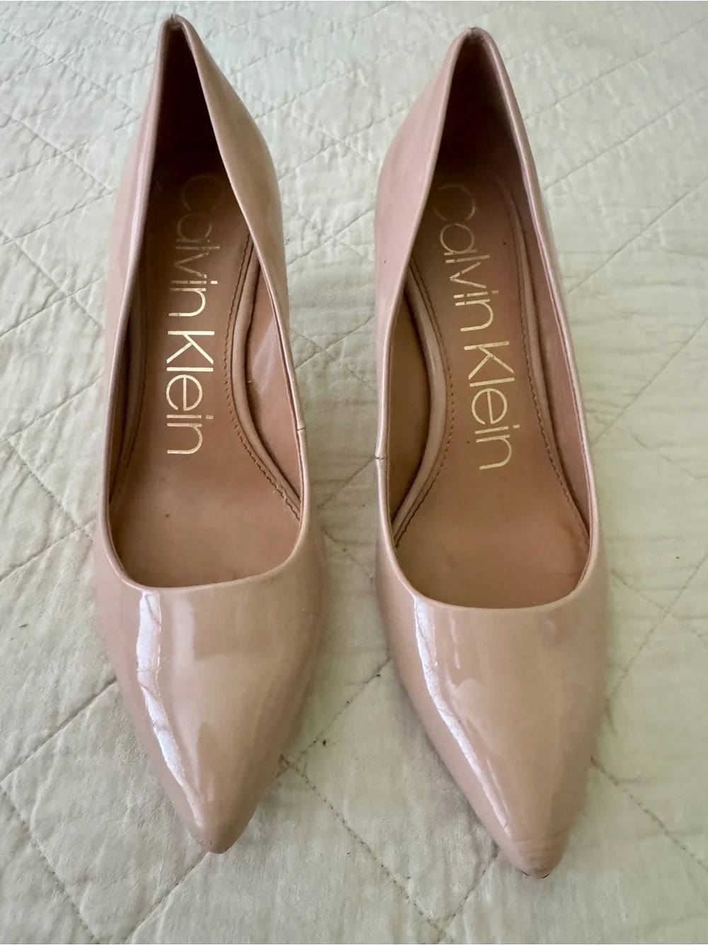 Calvin Klein Blush Patent Pointed-Toe Pumps